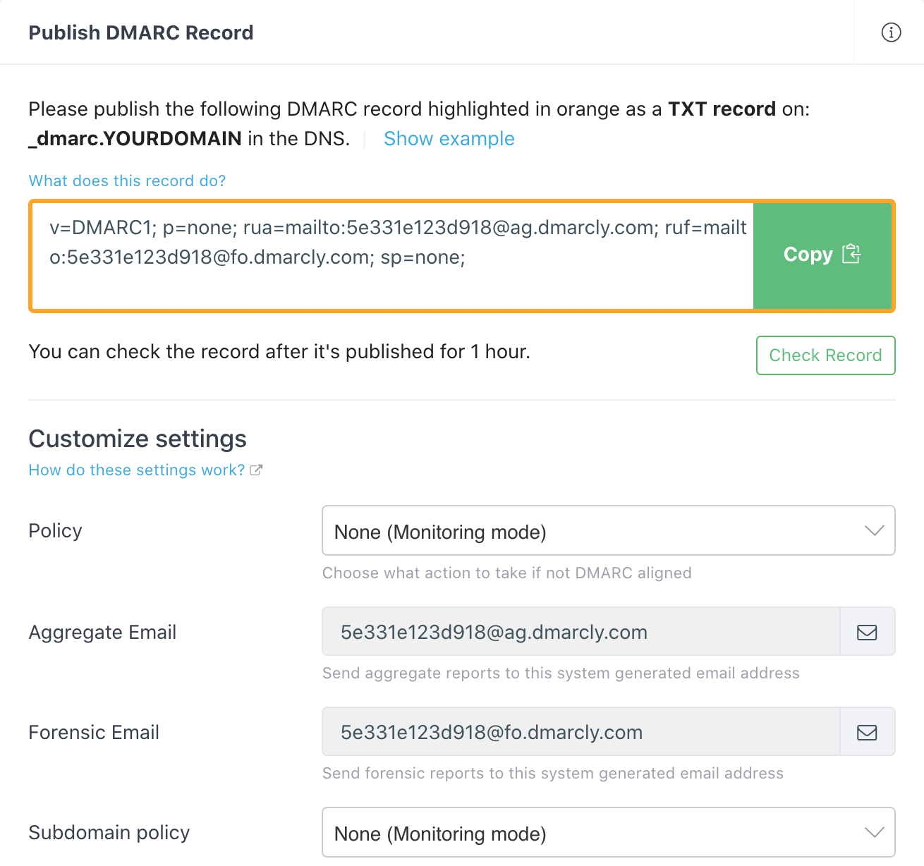 Default DMARC Record