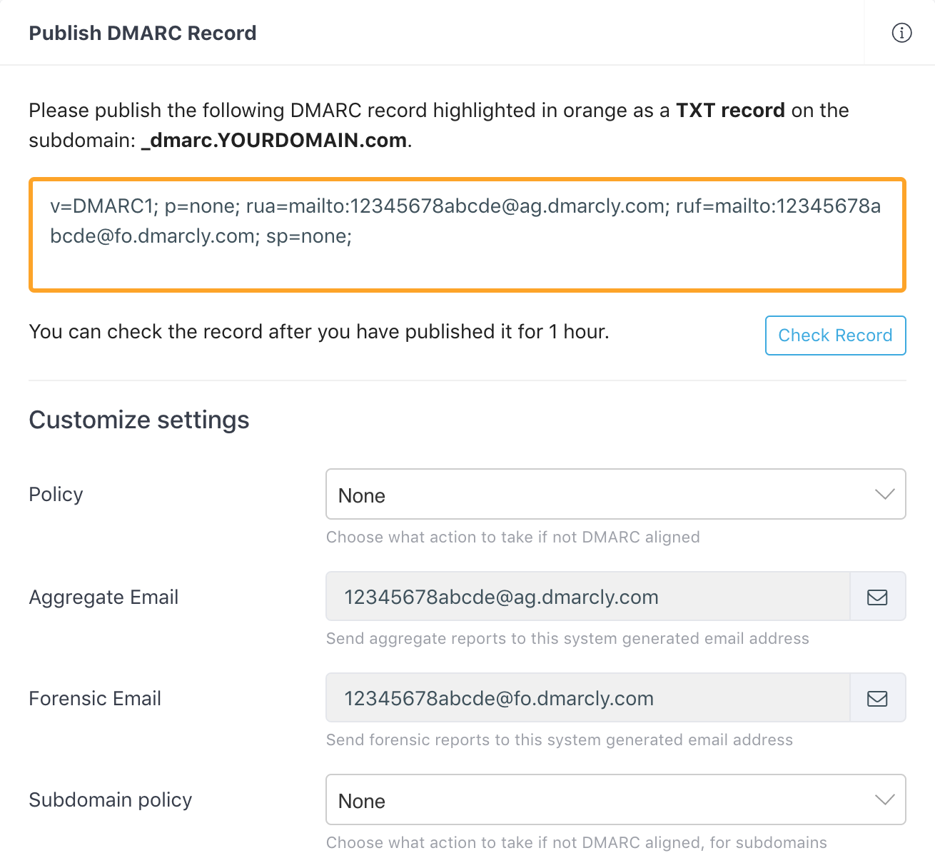 Generate DMARC record