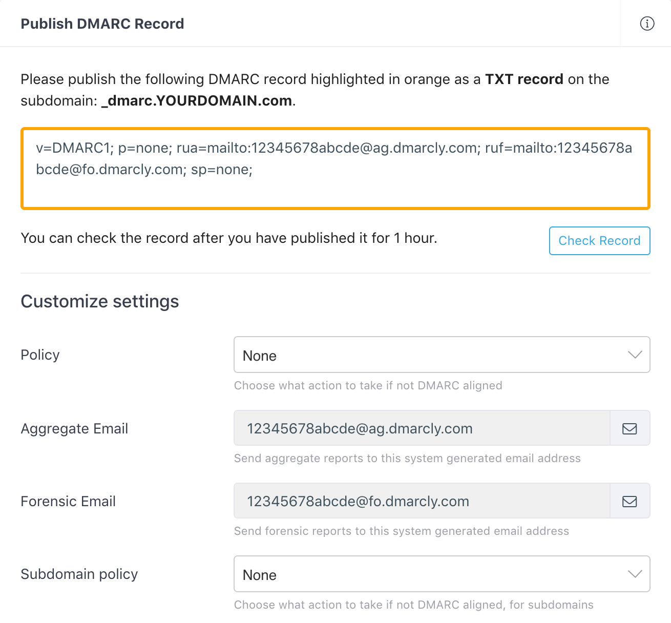 Generate DMARC Record